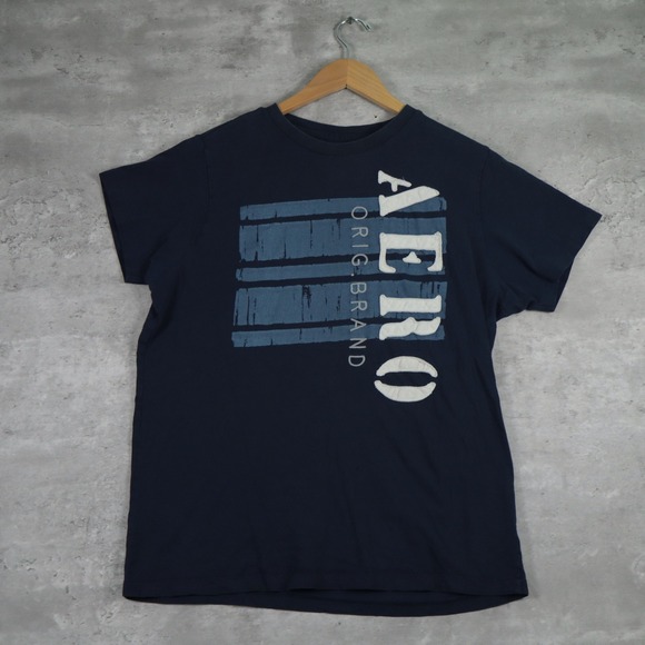 Aeropostale Other - Aeropostale Aero Graphic Tee Large Navy Blue Short Sleeve Applique Casual